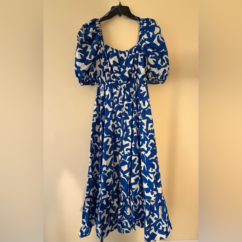 Zara Blue and White Abstract Midi Dress - Picture 6 of 7